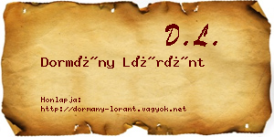 Dormány Lóránt névjegykártya